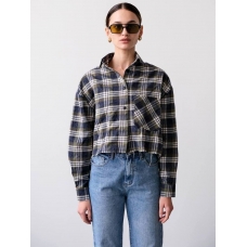 Cropped checkered flannel shirt