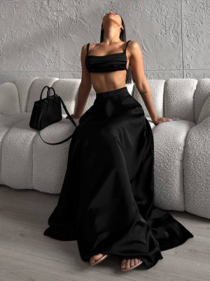 Спідниця довга сатинова кльош