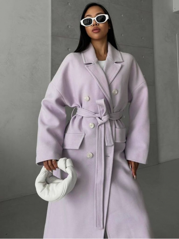Lavender demi-season woolen midi coat