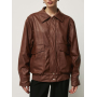 Коричнева шкіряна куртка у вінтажному стилі