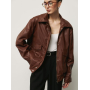 Коричнева шкіряна куртка у вінтажному стилі