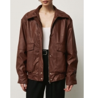 Brown vintage style leather jacket