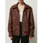 Коричнева шкіряна куртка у вінтажному стилі