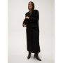 Чорне довге пряме пальто з акцентними плечима