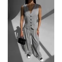  Striped vest palazzo pants suit