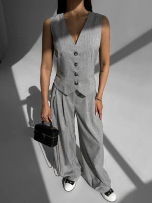 Костюм брюки палаццо та жилет в смужку