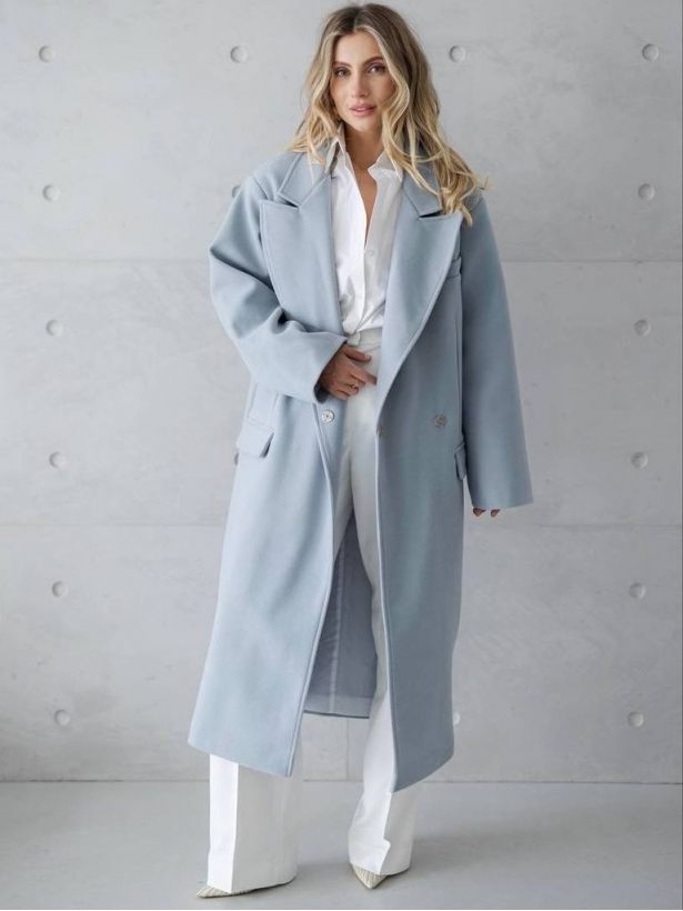 Elegant demi-season cashmere midi coat