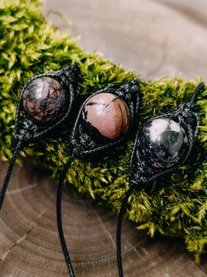 Плетений чокер Око з каменем Родоніт