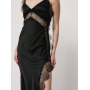 Чорна шовкова сукня з мереживом на бретельках