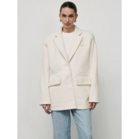 Milk bouclé fabric coat jacket