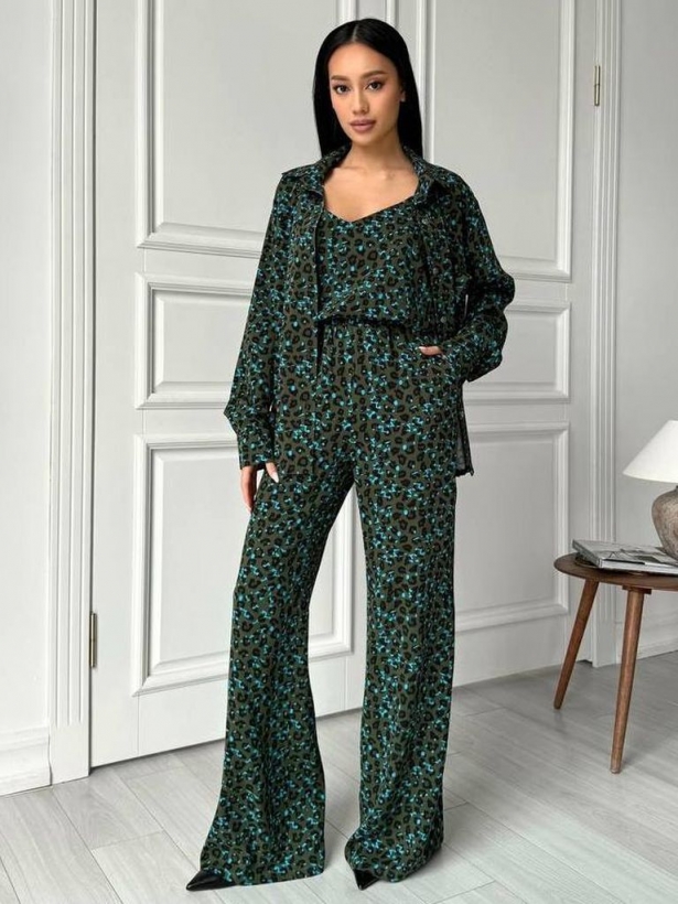 Staple leopard print three-piece trouser suit