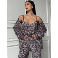 Staple small floral print three-piece trouser suit