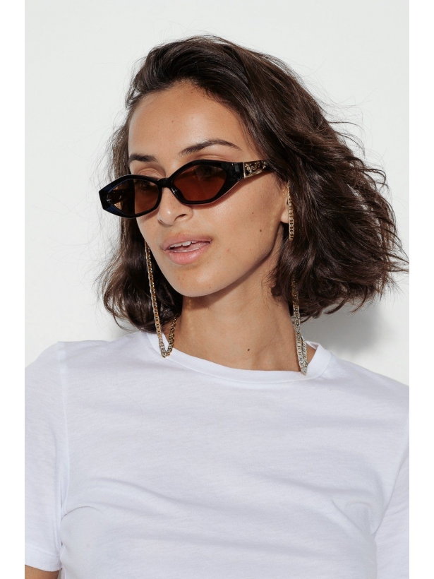 Сонцезахисні вузькі коричневі окуляри стилі Le Specs Petit Panthere