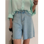 Джинсові шорти бермуди блакитні з необробленим краєм