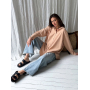 Бежева подовжена лляна сорочка oversize Бежева подовжена лляна сорочка oversize
