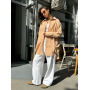 Бежева подовжена лляна сорочка oversize Бежева подовжена лляна сорочка oversize