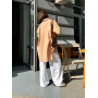 Бежева подовжена лляна сорочка oversize Бежева подовжена лляна сорочка oversize