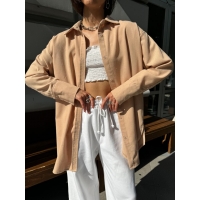 Beige elongated linen oversize shirt