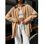 Бежева подовжена лляна сорочка oversize Бежева подовжена лляна сорочка oversize