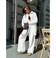 Біла подовжена лляна сорочка oversize