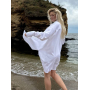Біла подовжена лляна сорочка oversize Біла подовжена лляна сорочка oversize