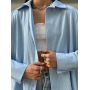 Блакитна подовжена лляна сорочка oversize