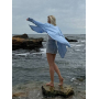 Блакитна подовжена лляна сорочка oversize