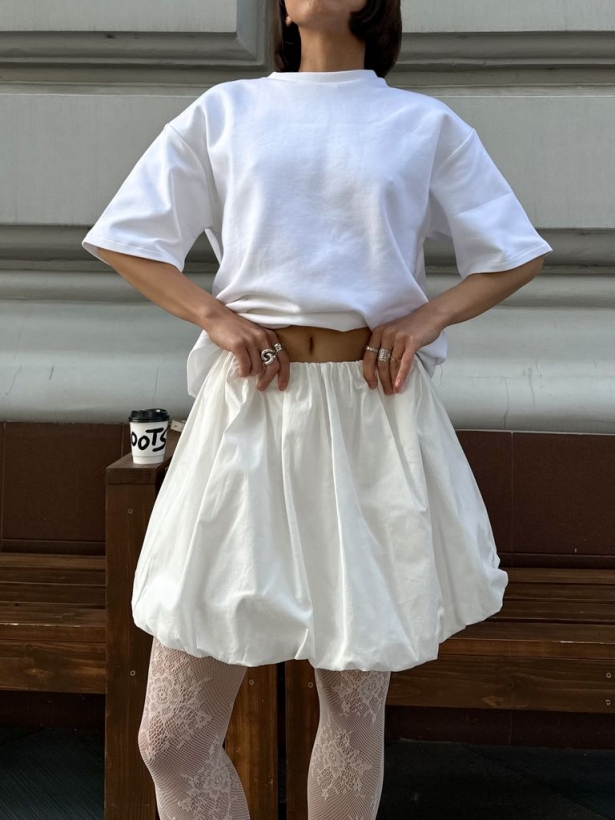 White balloon mini skirt