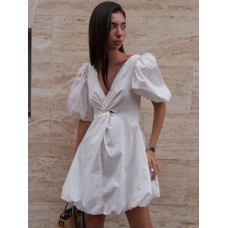 White short sleeves mini balloon dress