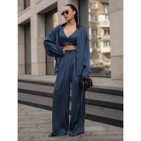 Satin 3-in-1 palazzo shirt top pantsuit 