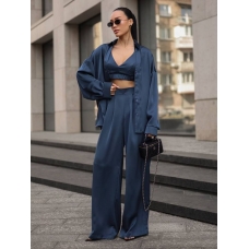 Satin 3-in-1 palazzo shirt top pantsuit 