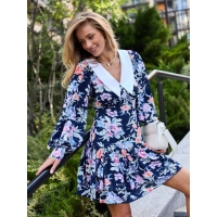 Chiffon white collar mini dress