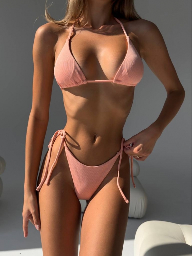 Ribbed fabric bikini swimsuit