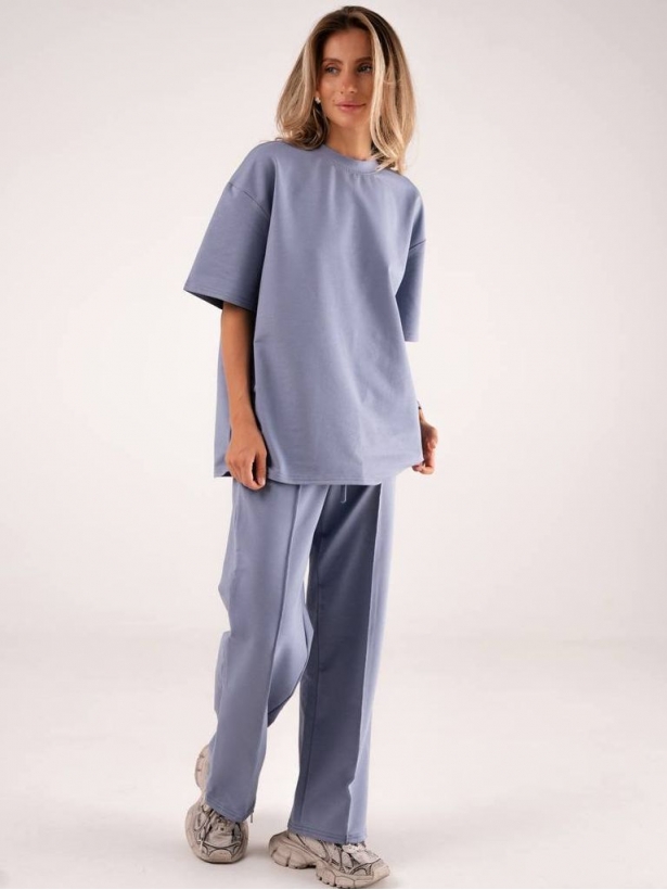 Cotton T-shirt wide trousers suit 