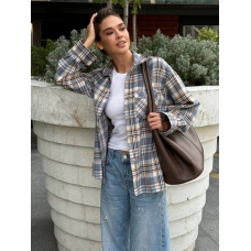 Flannel gray beige plaid shirt