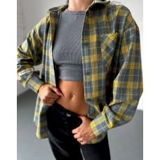 Grey flannel yellow plaid shirt