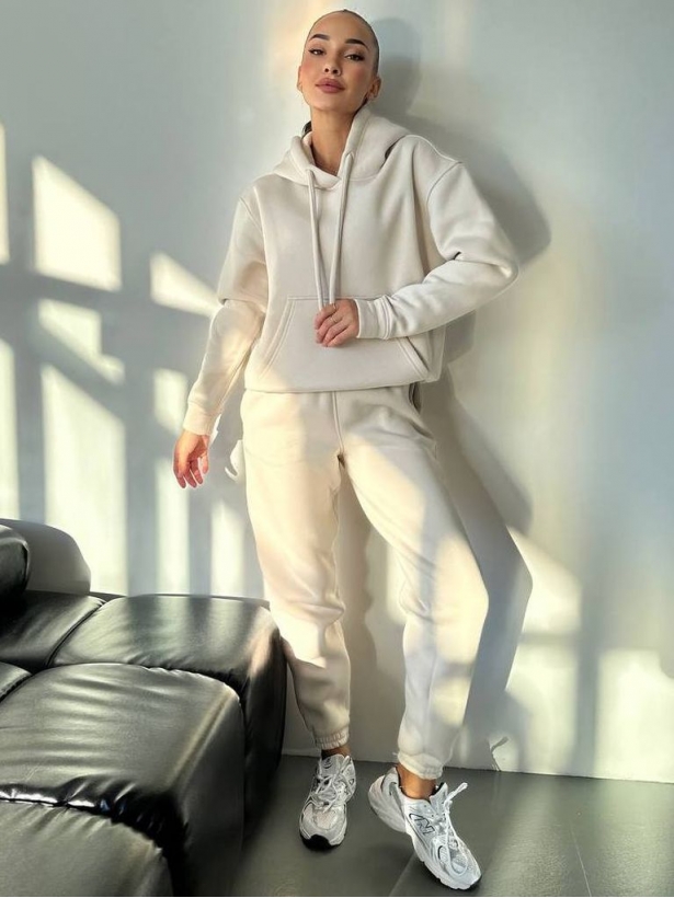 Warm hoodie cuffed pants tracksuit 