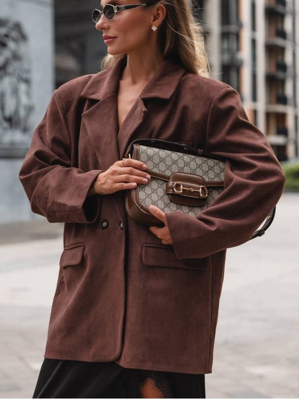 Suede oversized jacket