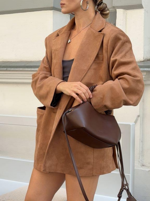 Camel suede oversized jacket