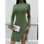 Бесшовна сукня гольфик з розрізом в рубчик Бесшовна сукня гольфик з розрізом в рубчик