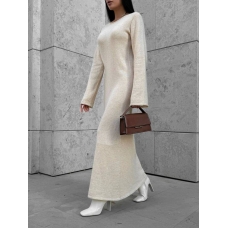 Long knitted angora straight cut dress