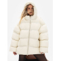 Молочний пуховик oversized з капюшоном