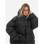 Чорний пуховик oversized з капюшоном Чорний пуховик oversized з капюшоном