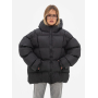 Чорний пуховик oversized з капюшоном Чорний пуховик oversized з капюшоном