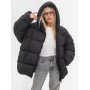 Чорний пуховик oversized з капюшоном Чорний пуховик oversized з капюшоном
