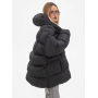 Чорний пуховик oversized з капюшоном Чорний пуховик oversized з капюшоном