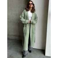 Long fluffy belted cardigan coat
