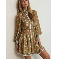 Sand chiffon floral boho dress