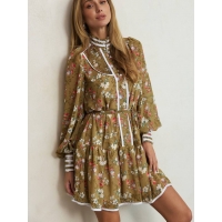 Sand chiffon floral boho dress