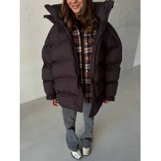 Chocolate oversized elongated winter down jacket